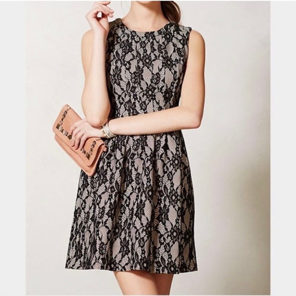 Anthropologie | HD in Paris little Black & Cream Lace Dress Sz S